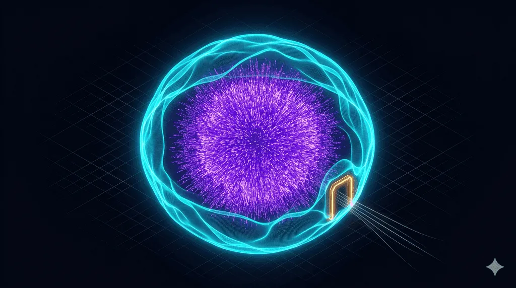 Abstract visual: data stays inside the perimeter; only anonymized data exits through the gateway