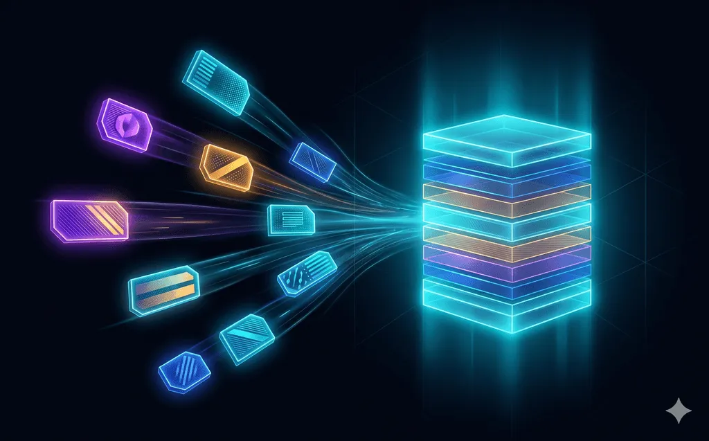 Abstract visual: multi-vendor rules converging into one unified stack