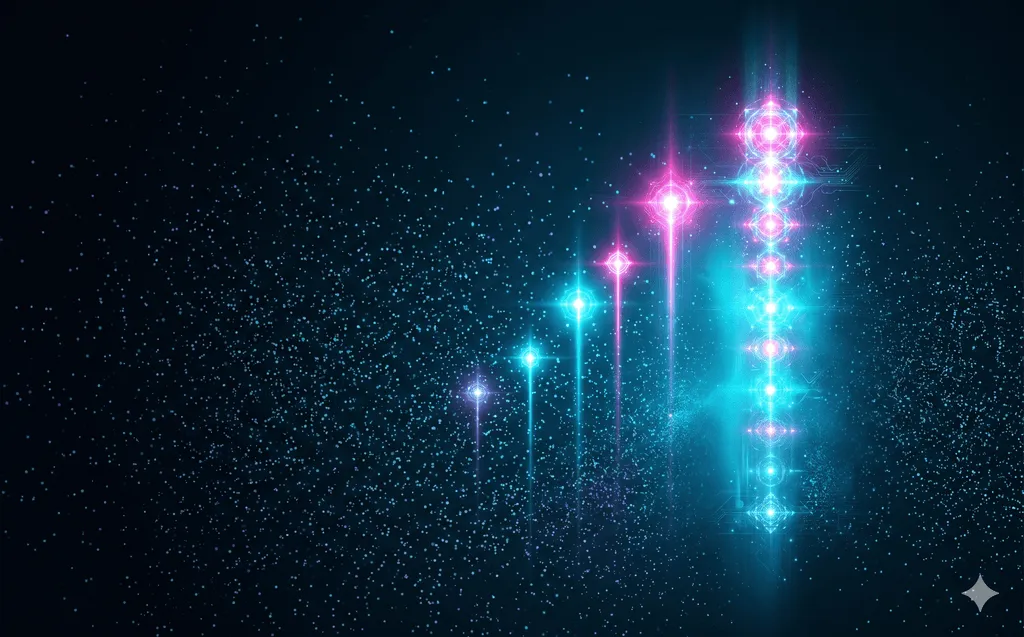 Abstract visual: a noisy alert stream resolving into prioritized signals